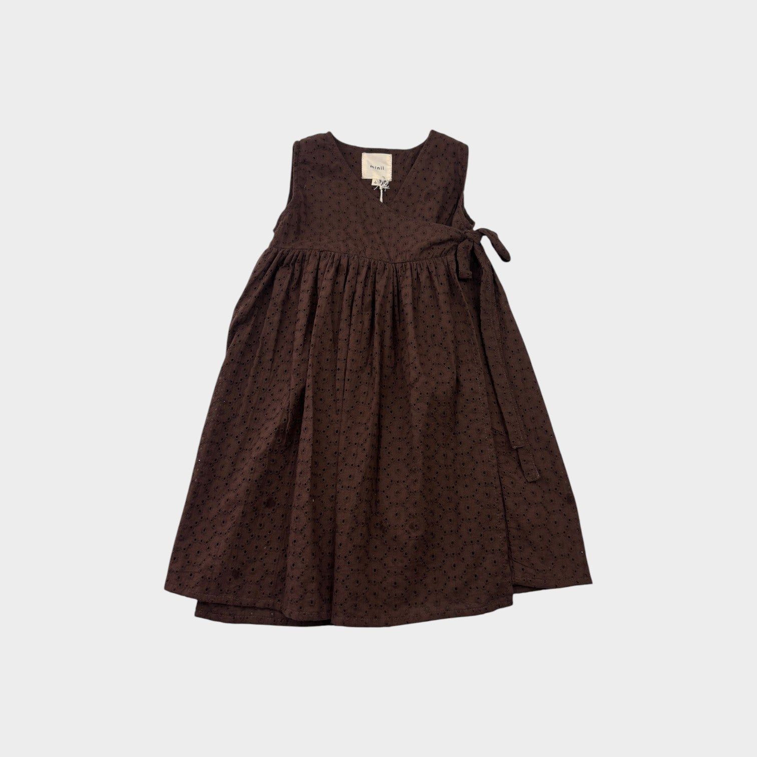 Minii Brown Broderie Anglaise Wrap Dress, Size 2