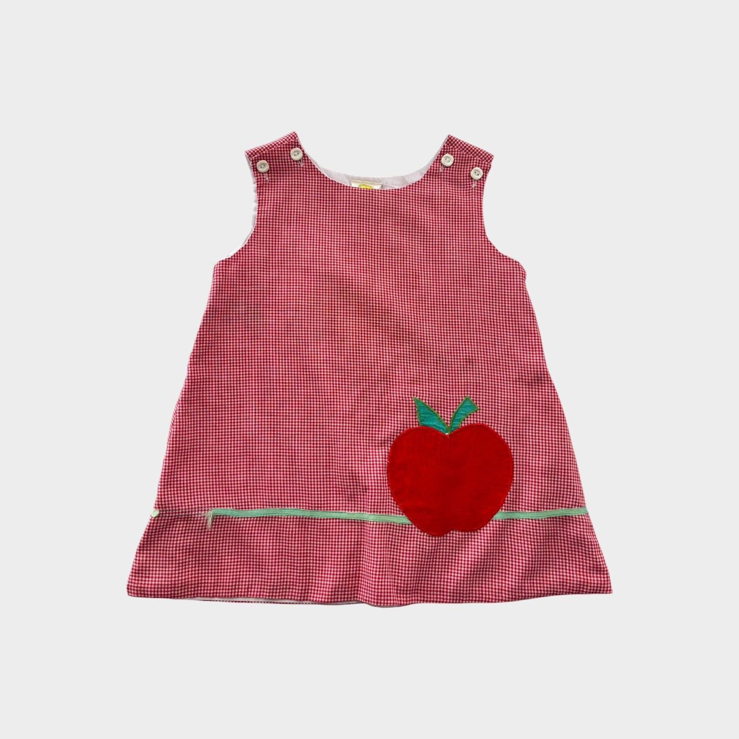 Vintage Gingham Apple Dress, Size 2