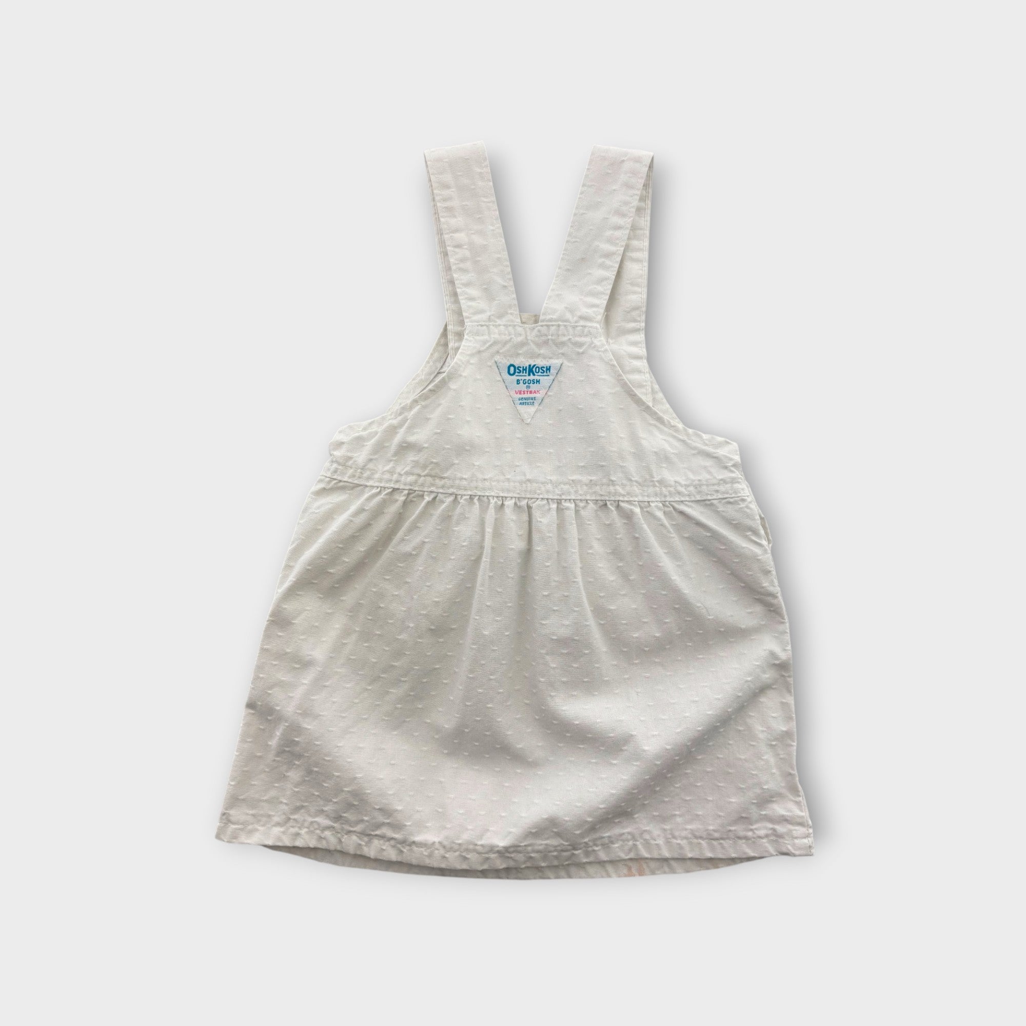 Vintage Oshkosh White Pinafore Dress, Size 3