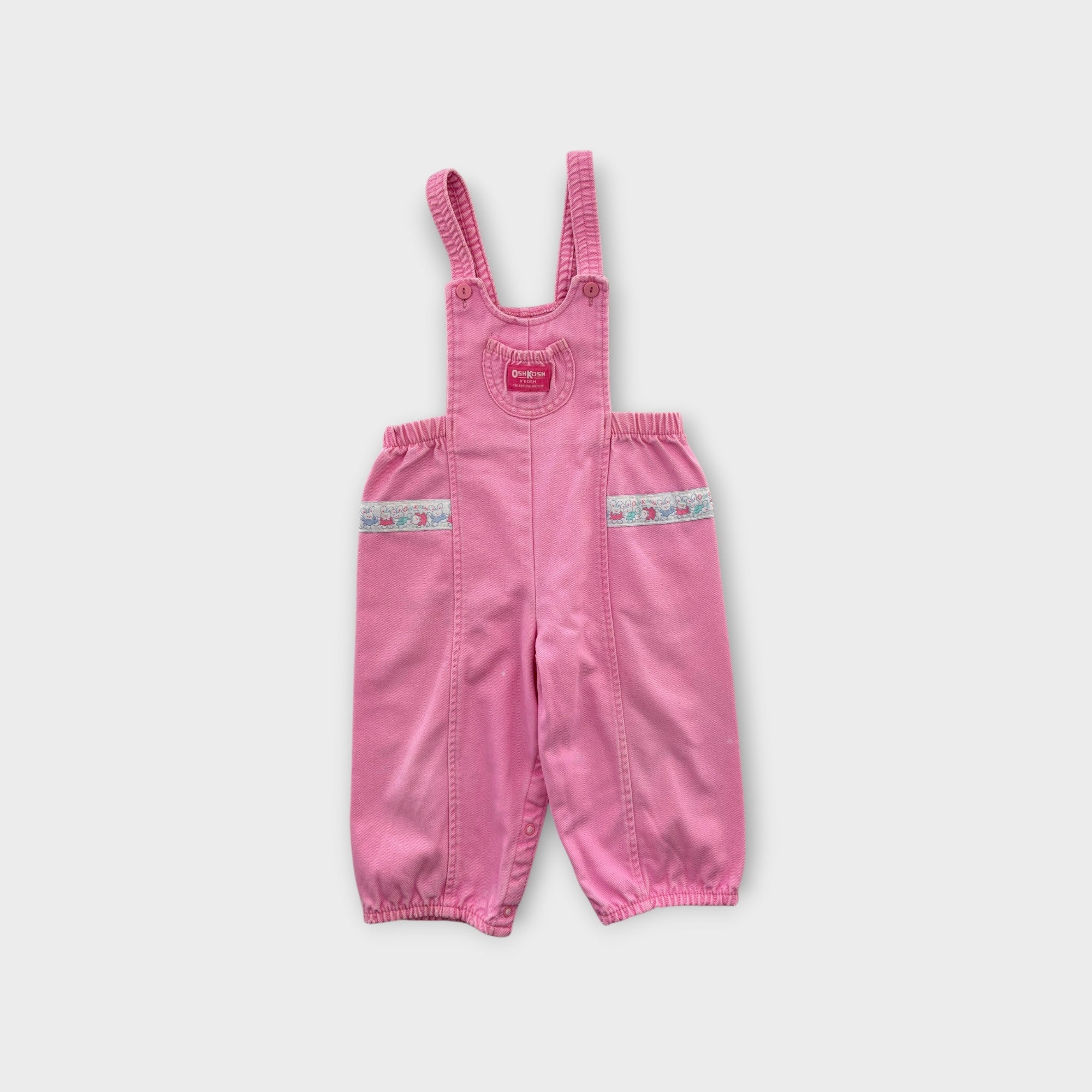 Vintage Oshkosh Pink Bunny Overalls, Size 3