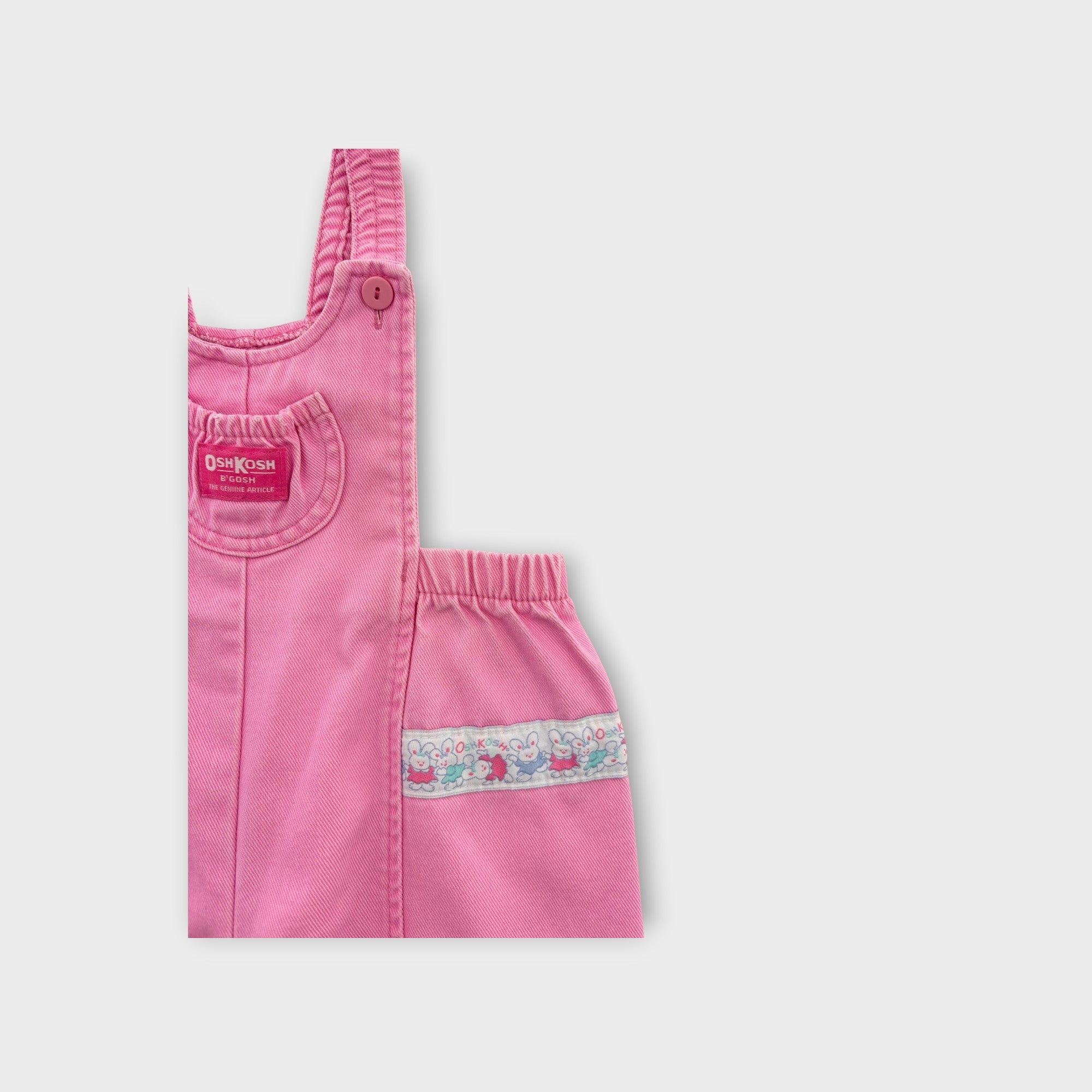 Vintage Oshkosh Pink Bunny Overalls, Size 3