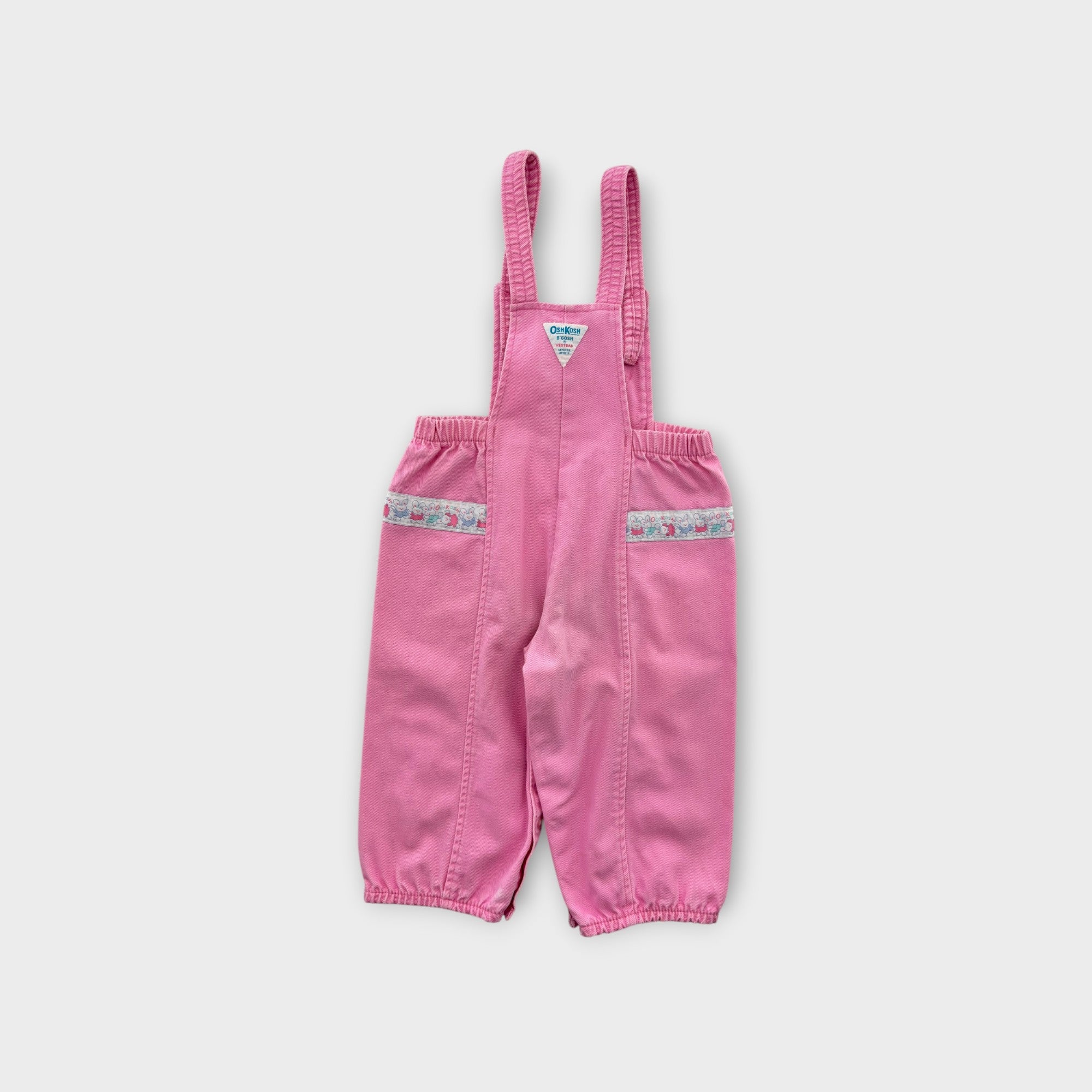 Vintage Oshkosh Pink Bunny Overalls, Size 3