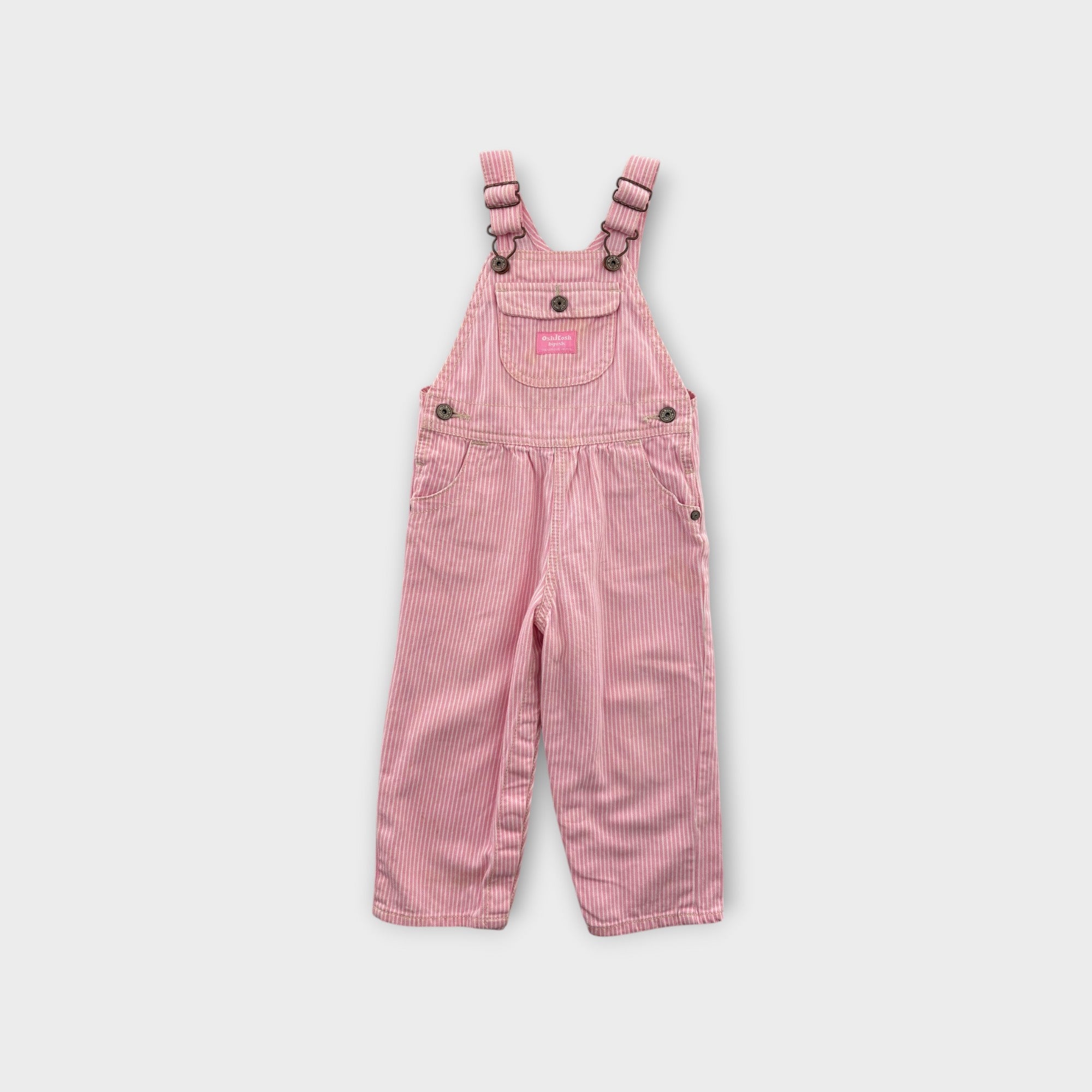 Retro Y2K Oshkosh Stripe Overalls, Size 2