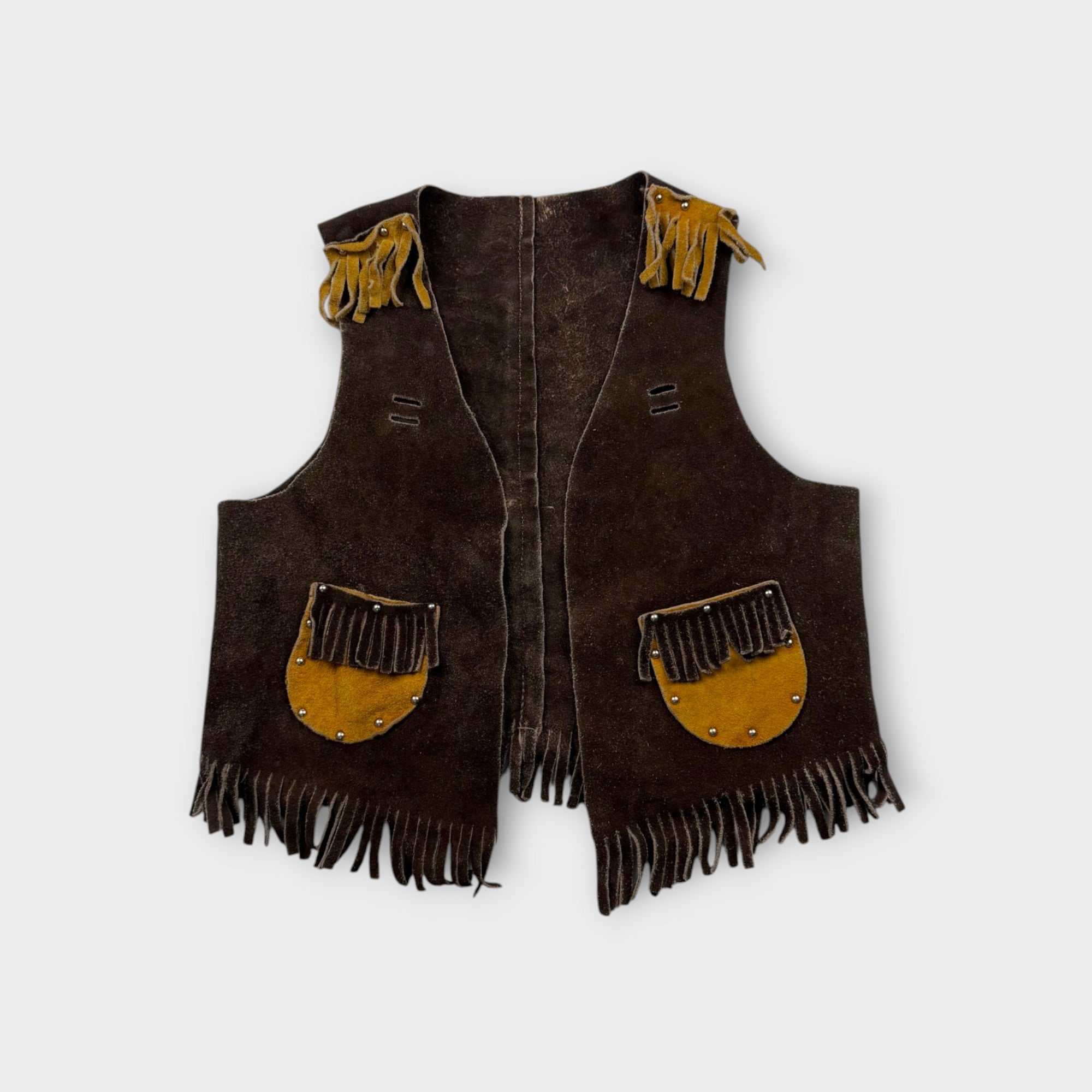 1970's Two-Tone Suede Western Vest, Size 2-3