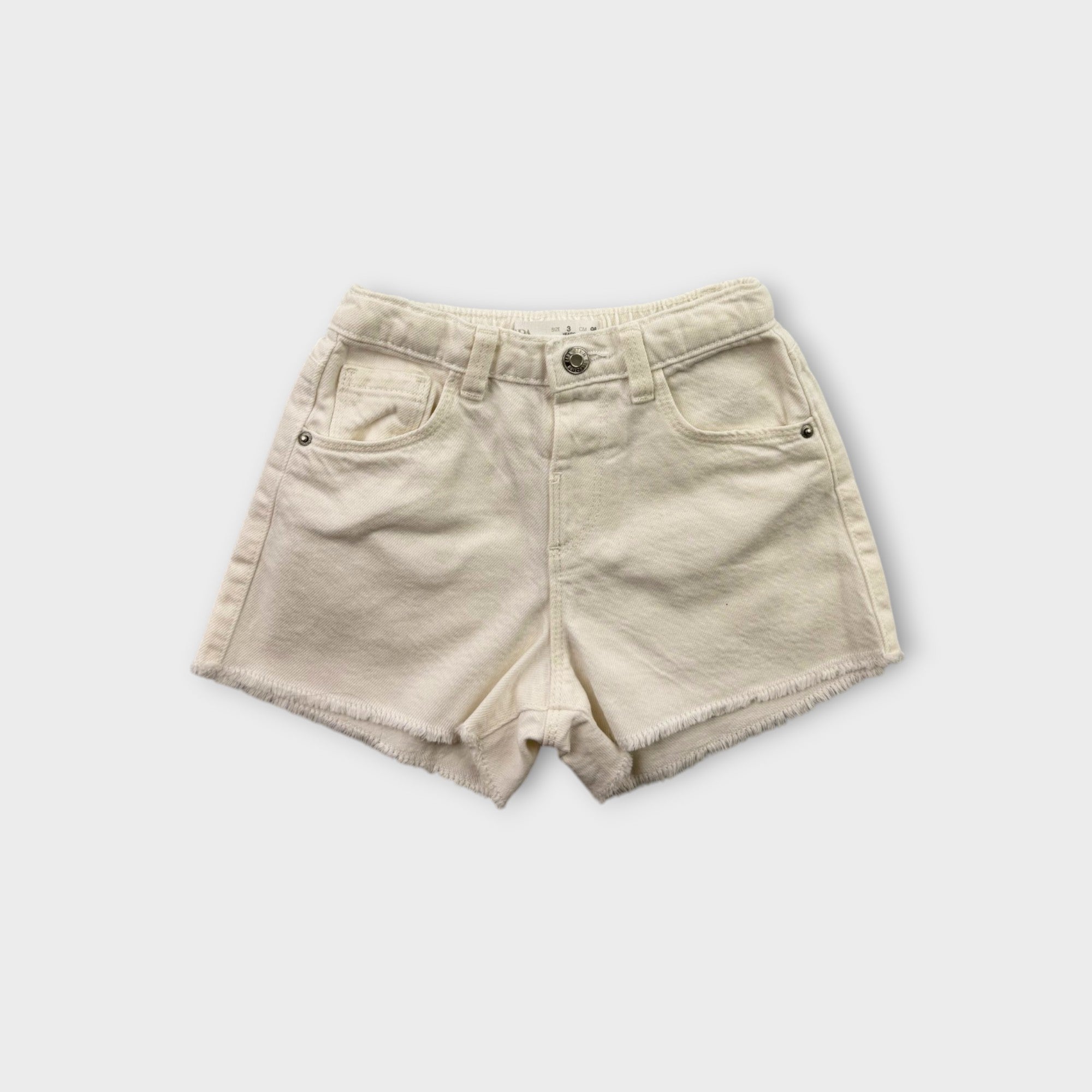Zara White Denim Cut Off Shorts, Size 3
