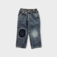 Dark Denim Corduroy Patch Jeans, Size 3