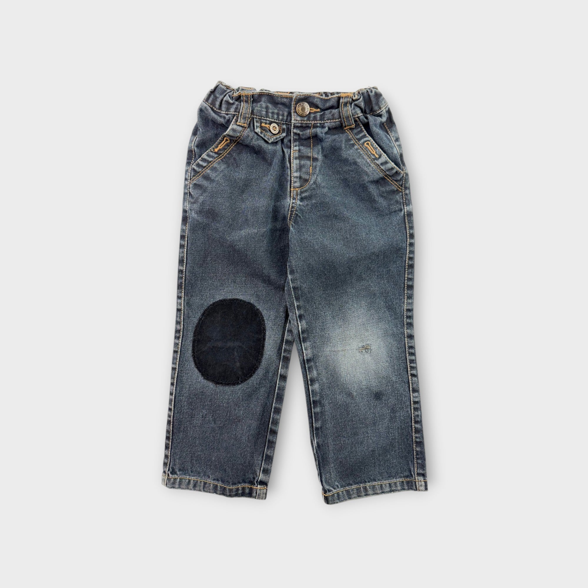 Dark Denim Corduroy Patch Jeans, Size 3