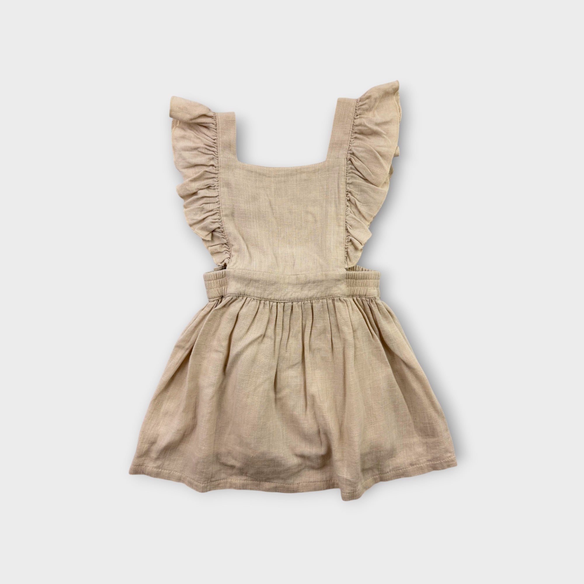 Quinn & Co Beige Linen Pinafore Dress, Size 3