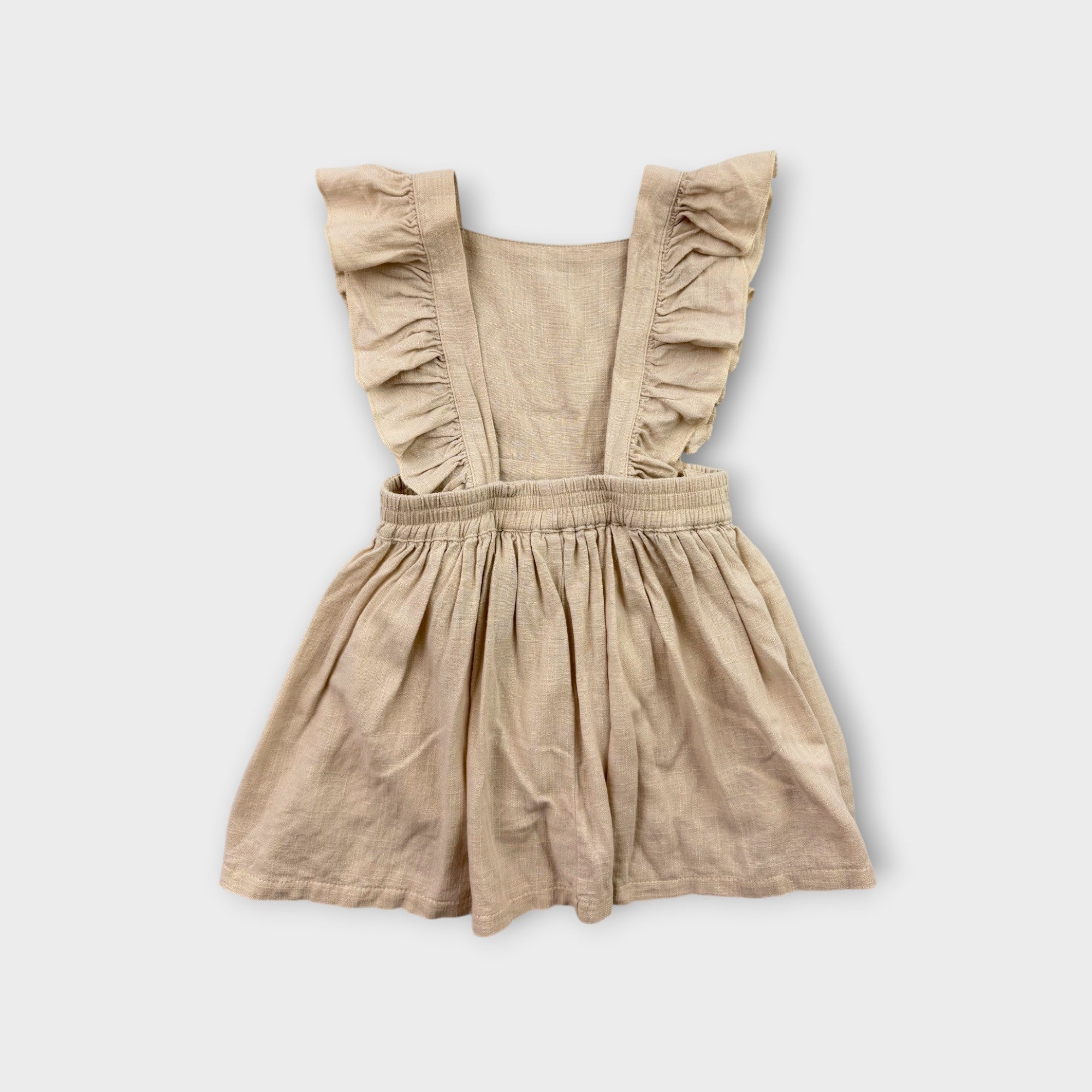 Quinn & Co Beige Linen Pinafore Dress, Size 3