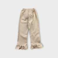 Cream Ruffle Trim Pants, Size 3