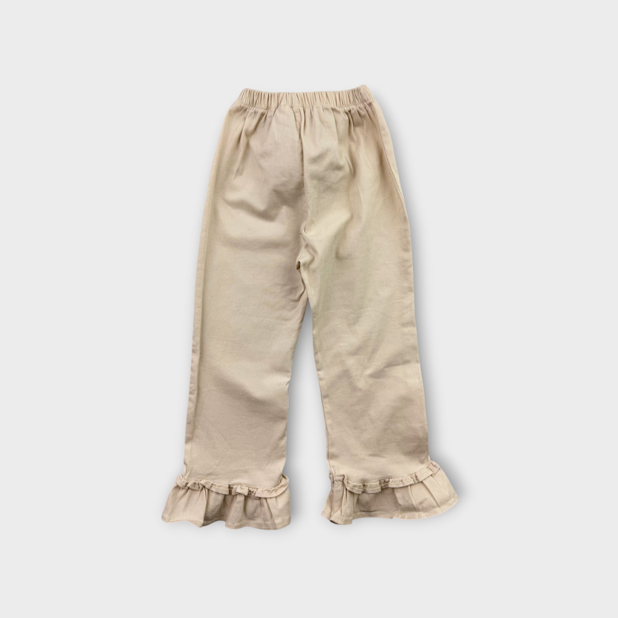 Cream Ruffle Trim Pants, Size 3