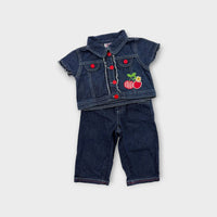 Retro Young Hearts Denim Set, Size 2-3