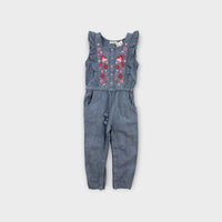 Purebaby Embroidered Chambray Jumpsuit, Size 3