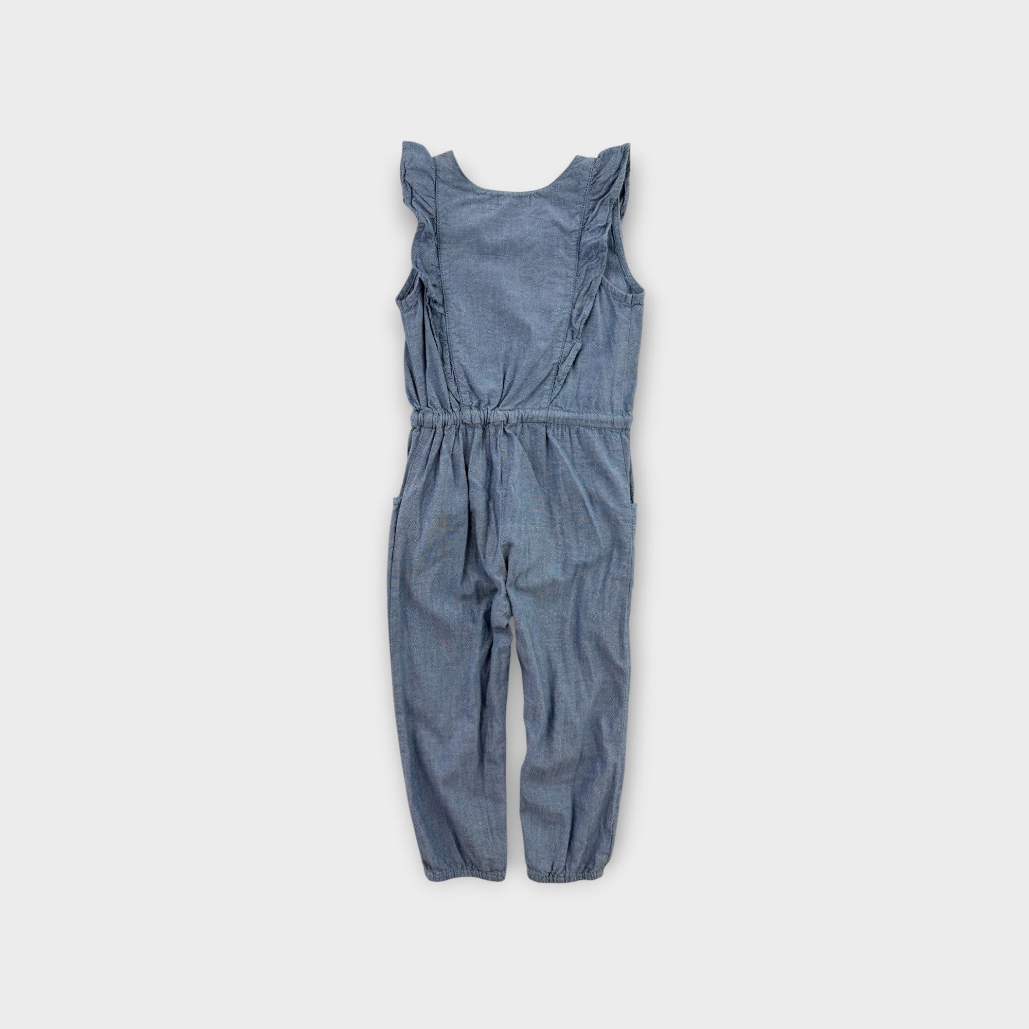 Purebaby Embroidered Chambray Jumpsuit, Size 3