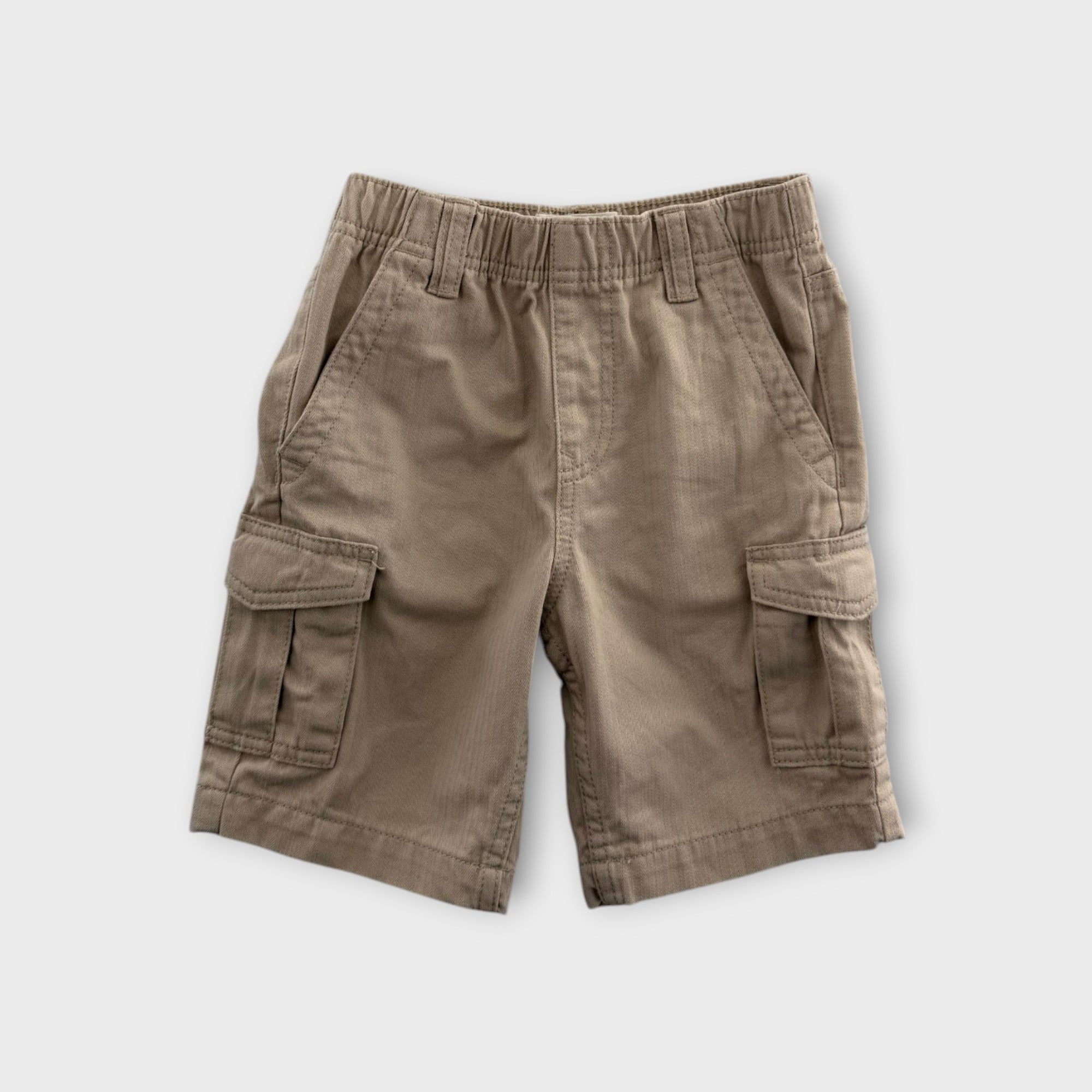 Khaki Herringbone Cargo Shorts, Size 4