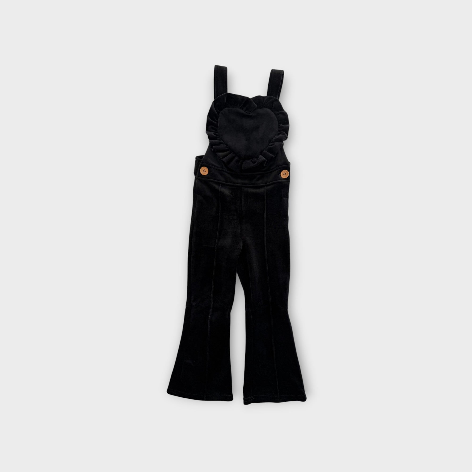 Rock Your Kid Heart Black Overalls, Size 4