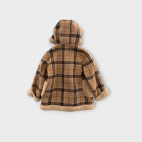 Faux Fur Plaid Coat, Size 4