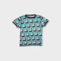 Maxomorra Boat Print T-Shirt, Size 4-5