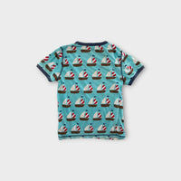 Maxomorra Boat Print T-Shirt, Size 4-5
