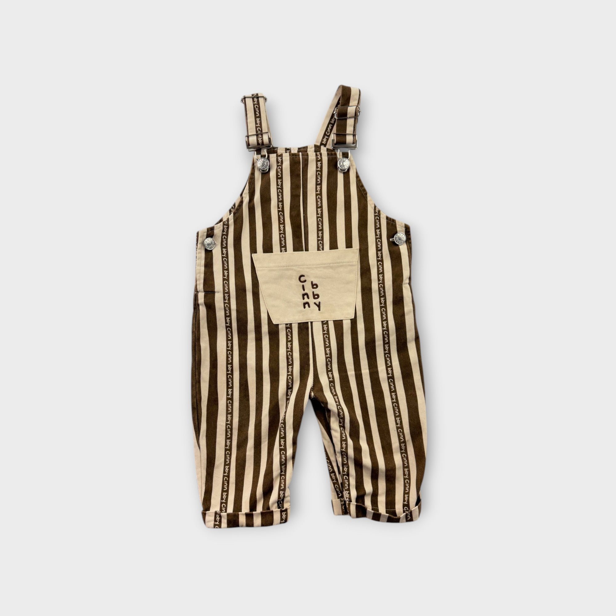 Cinnamon Baby Striped Overalls, Size 1