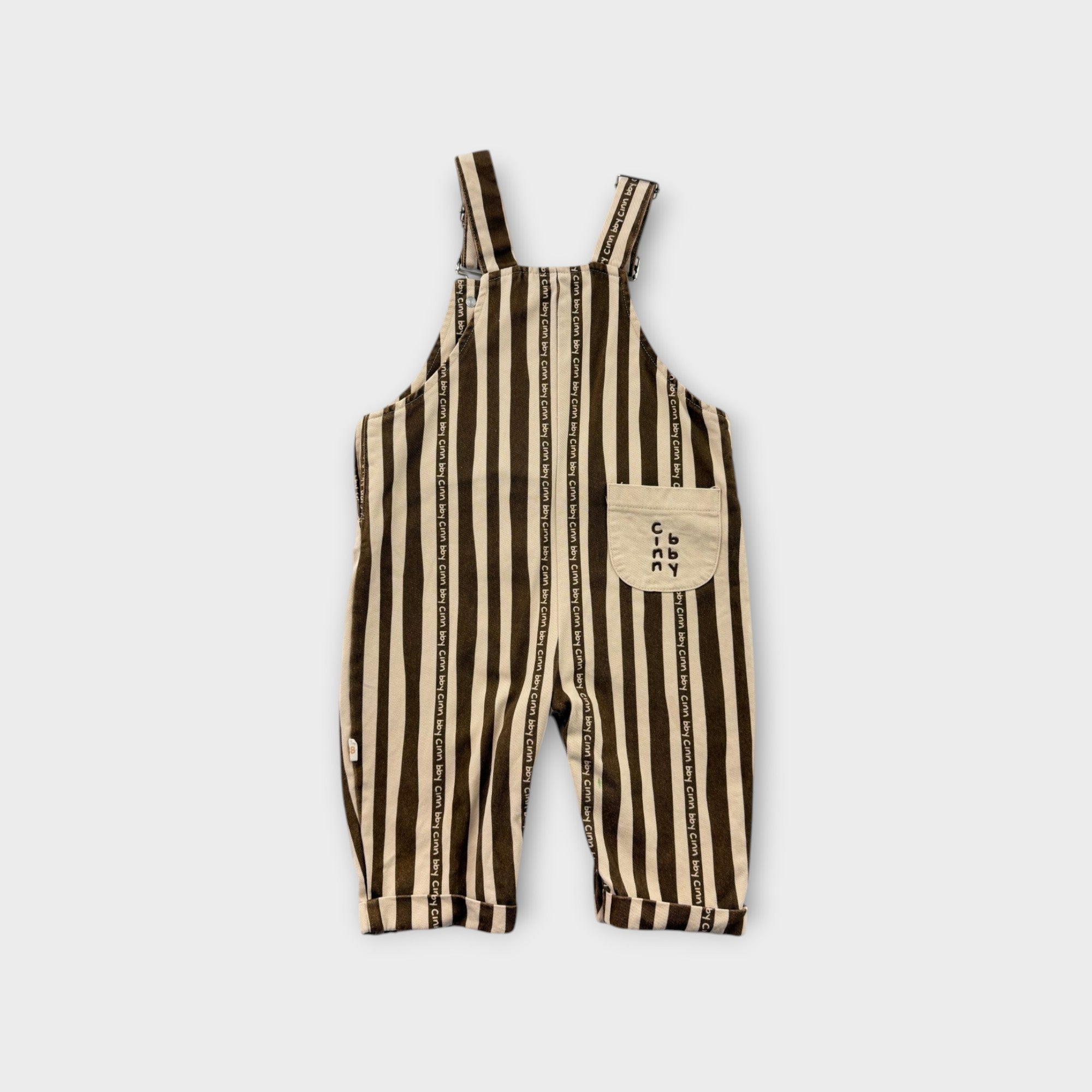 Cinnamon Baby Striped Overalls, Size 1