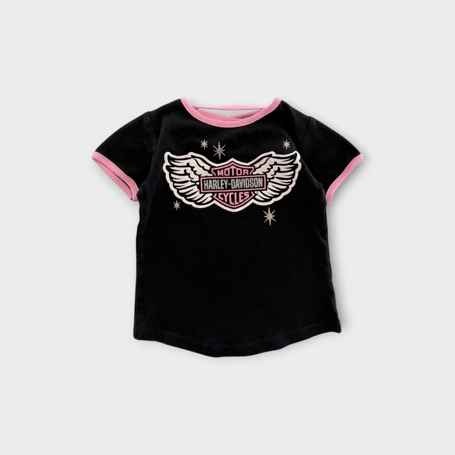 Harley Davidson Pink, Black T-Shirt, Size 5