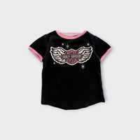 Harley Davidson Pink, Black T-Shirt, Size 5