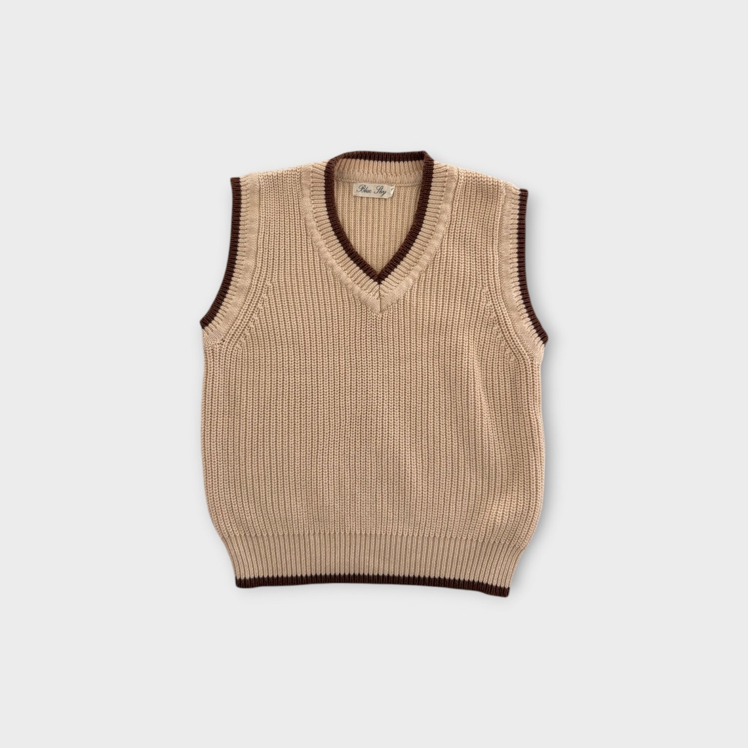 Biege Knit Vest, Size 5-6