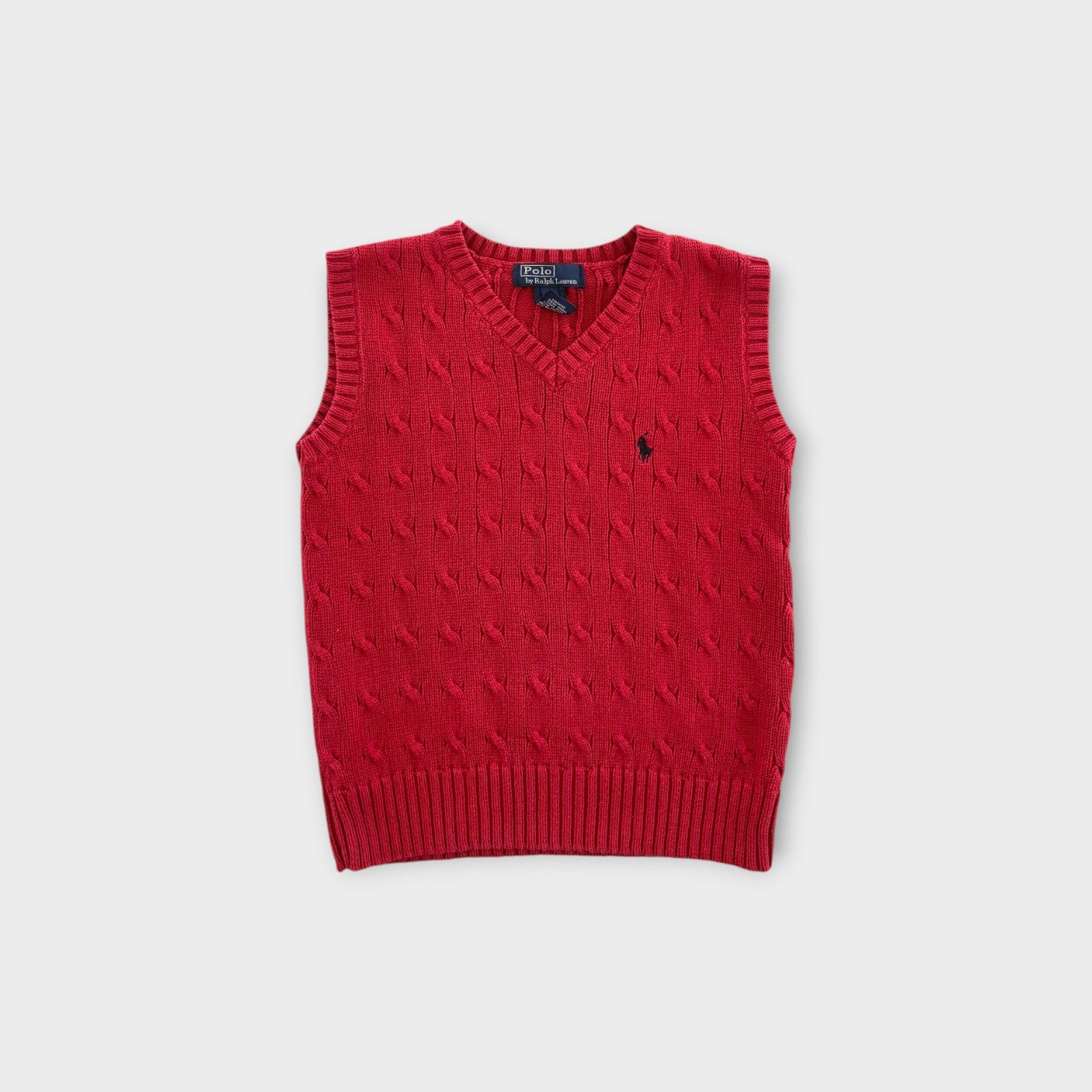 RL Red Cable Knit Vest, Size 6