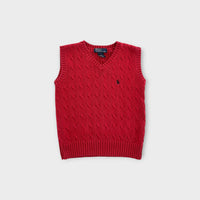 RL Red Cable Knit Vest, Size 6