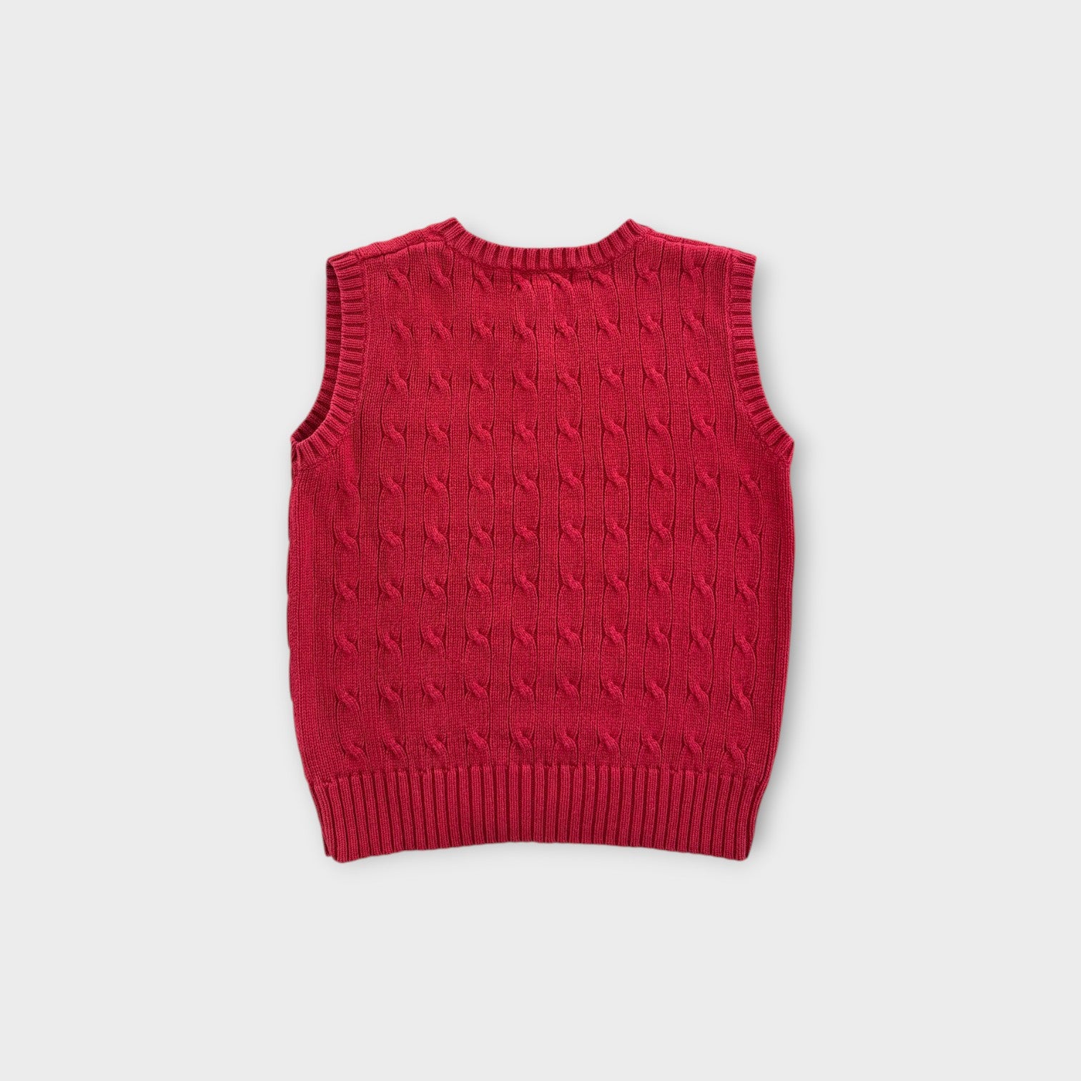 RL Red Cable Knit Vest, Size 6