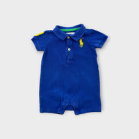 RL Blue Polo Romper, Size 000