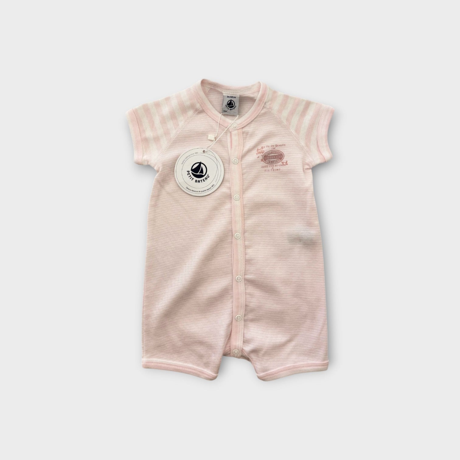 Petit Bateau Pink Stripe Onesie, Size 000