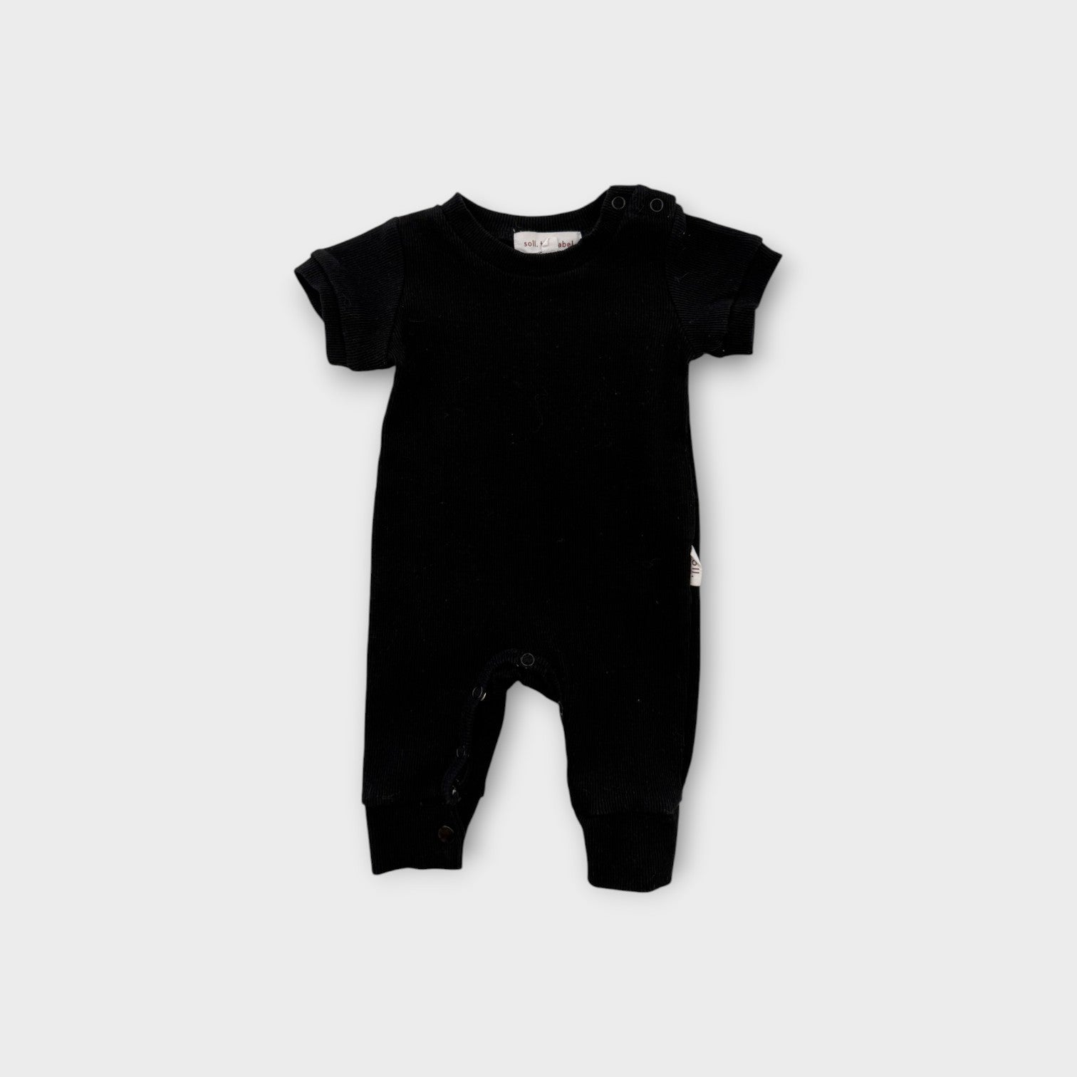 Soll. The Label Black Ribbed Onesie, Size 000