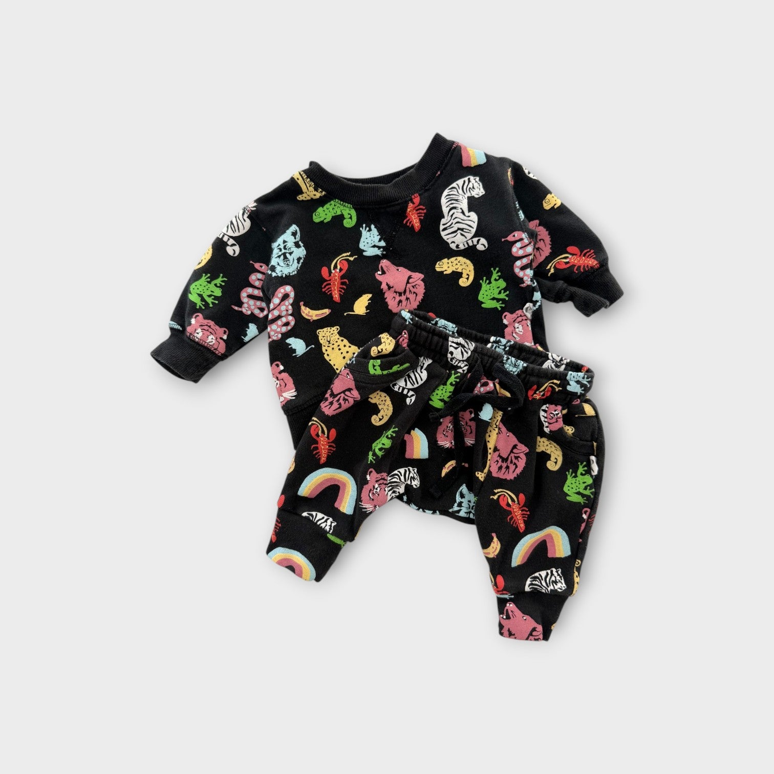 Phoenix and the Fox Animals Print Sweatsuit, Size 000