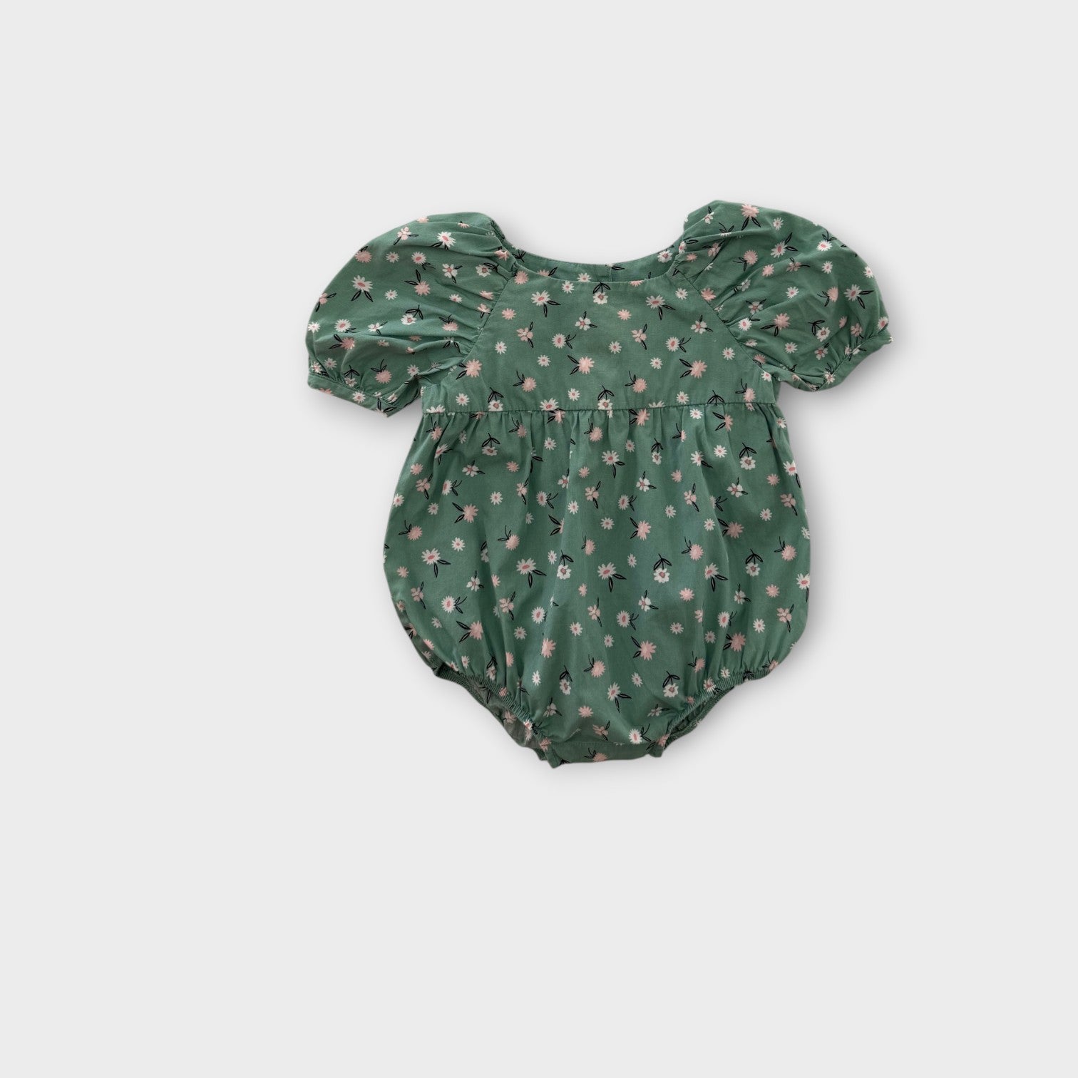 Seed Heritage Green Floral Romper, Size 000