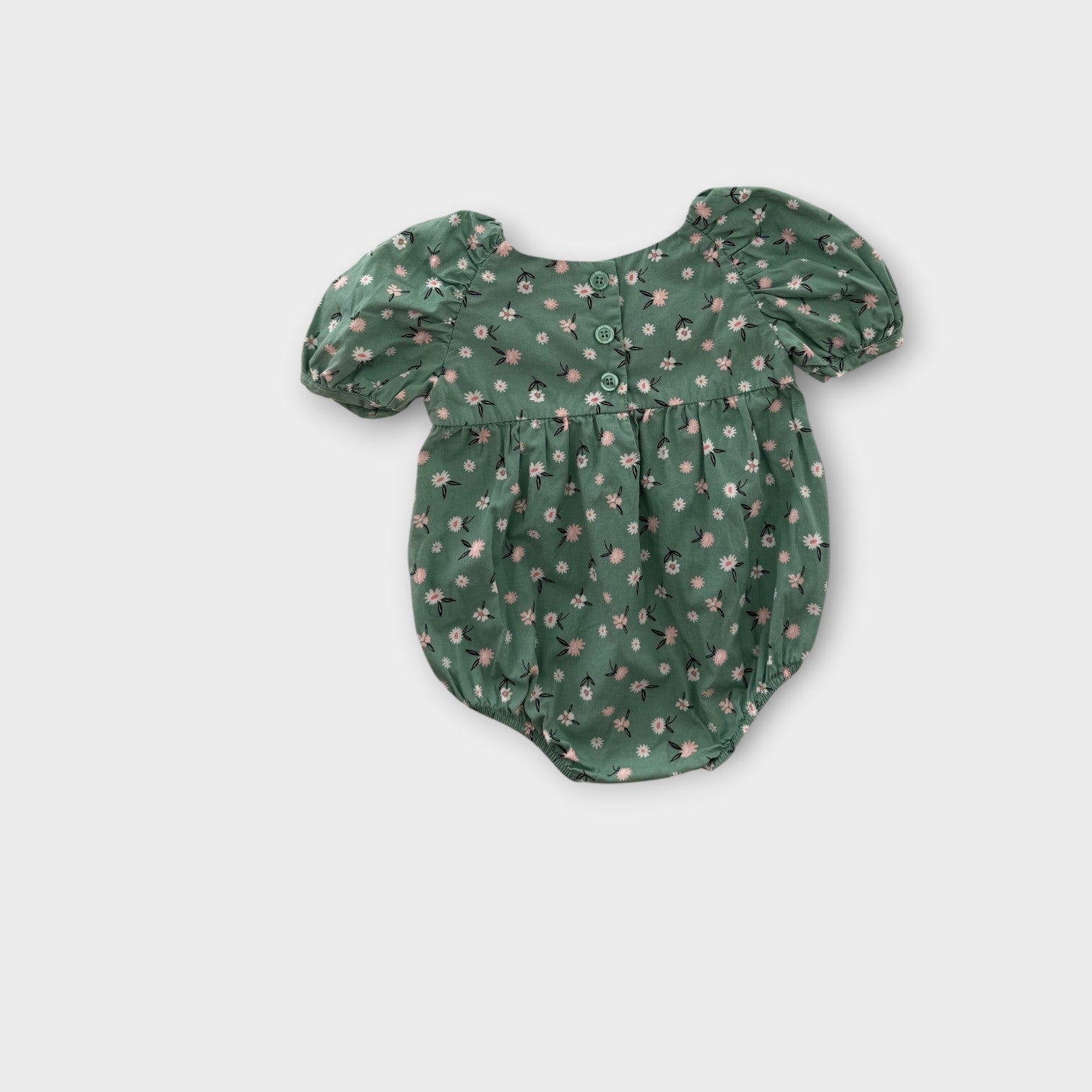 Seed Heritage Green Floral Romper, Size 000