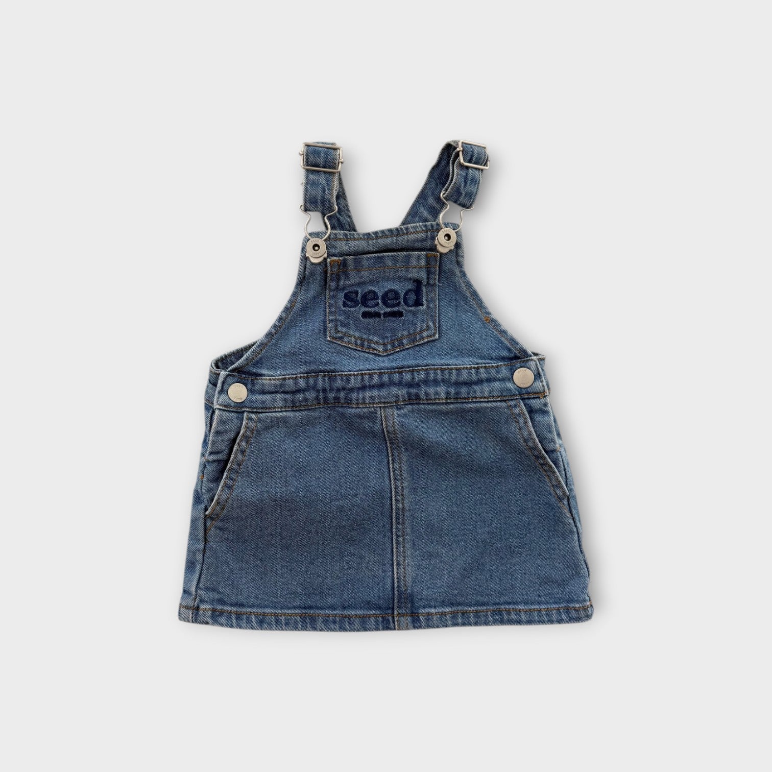 Seed Heritage Denim Pinafore Dress, Size 000