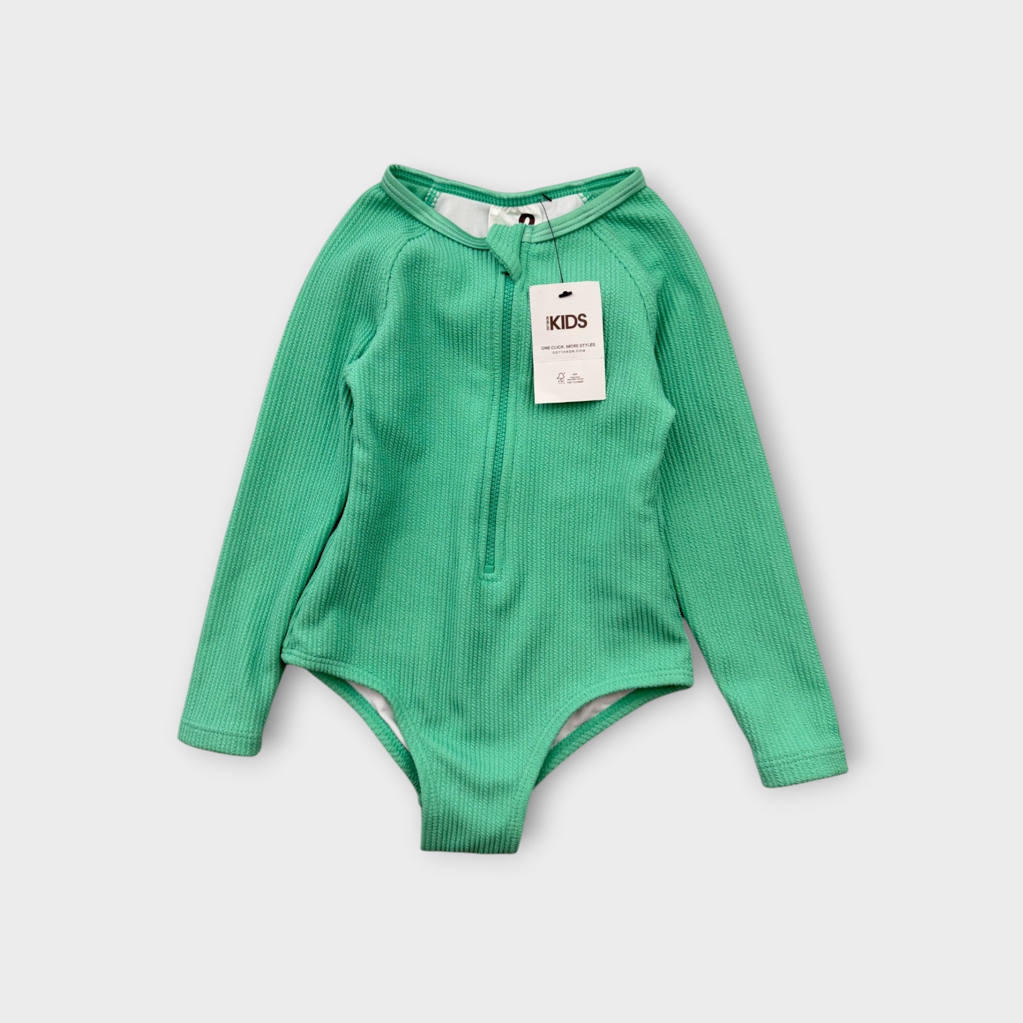 Green Ribbed Swimsuit, Size 2