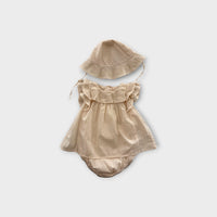 Chloe Embroidered Romper & Hat Set, Size 00