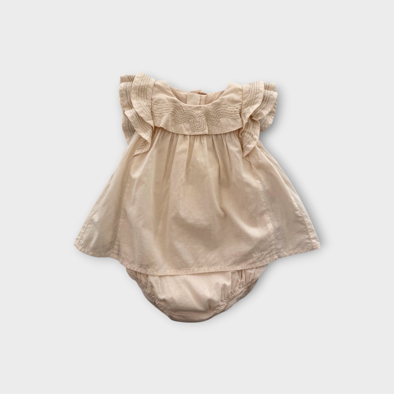 Chloe Embroidered Romper & Hat Set, Size 00