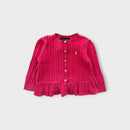 RL Pink Cable Knit Cardigan, Size 0