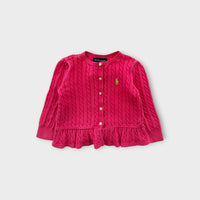 RL Pink Cable Knit Cardigan, Size 0