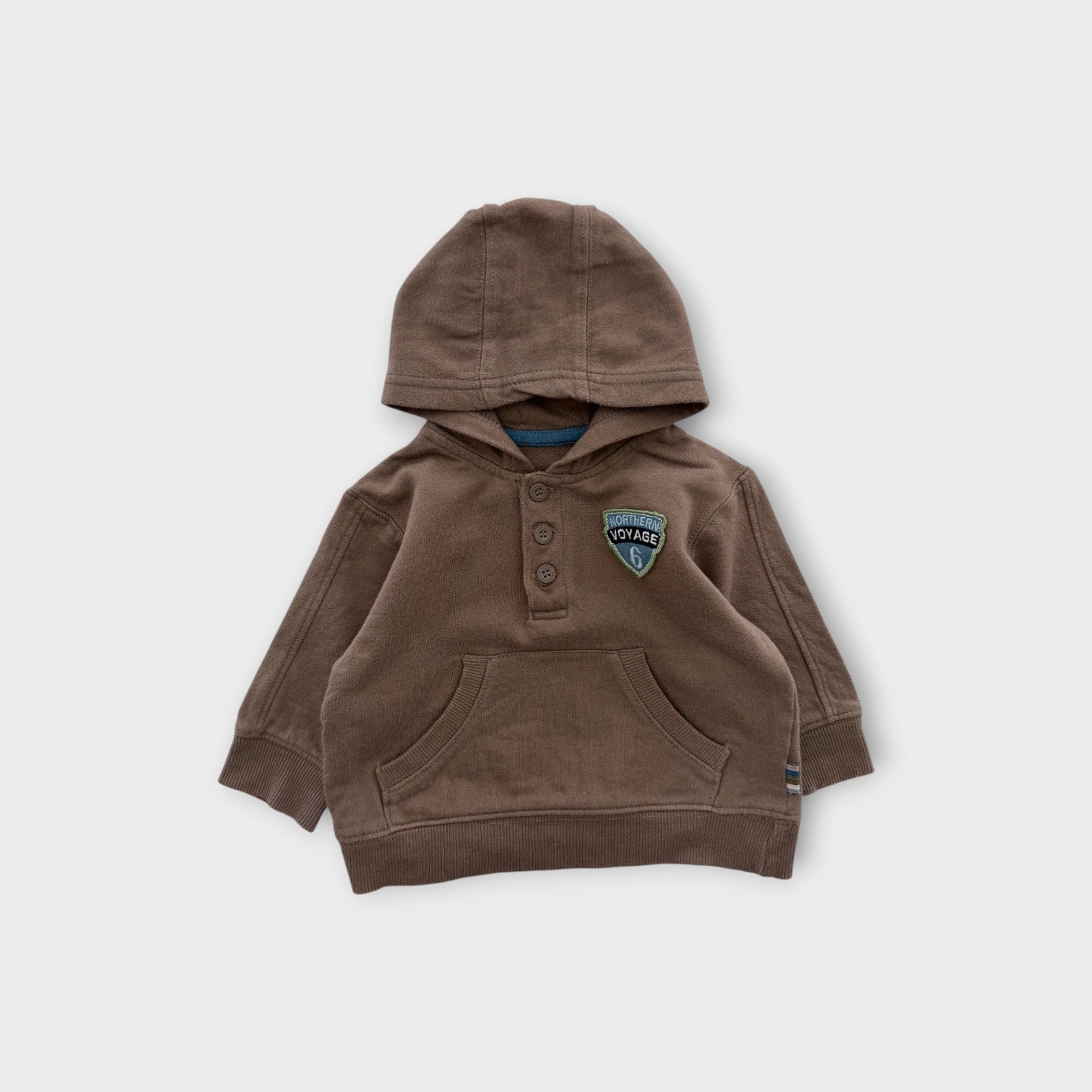 Brown Henley Pullover, Size 00