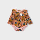 Floral Print Frill Bodysuit, Size 00