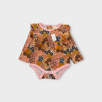 Floral Print Frill Bodysuit, Size 00