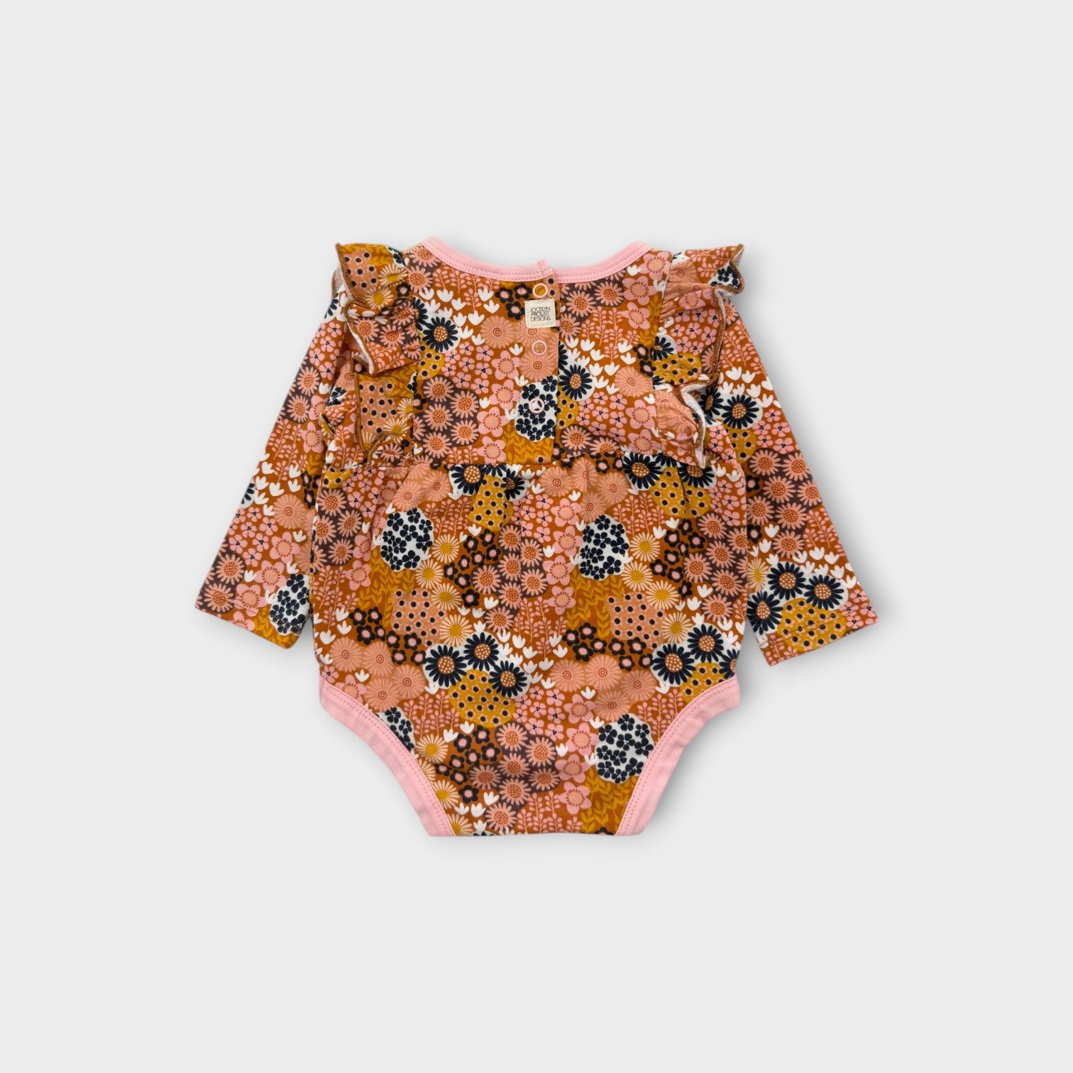 Floral Print Frill Bodysuit, Size 00