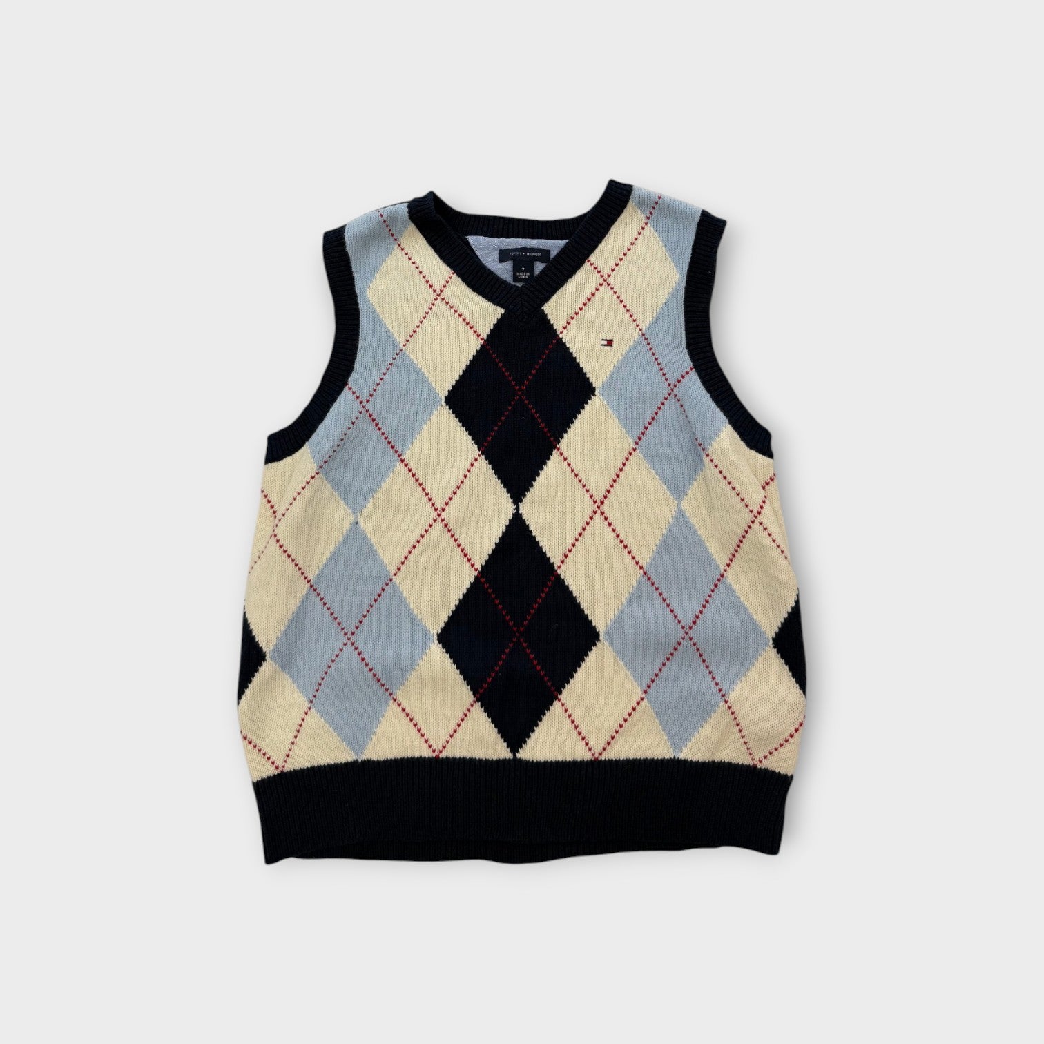 Tommy Hilfiger Argyle Vest, Size 7