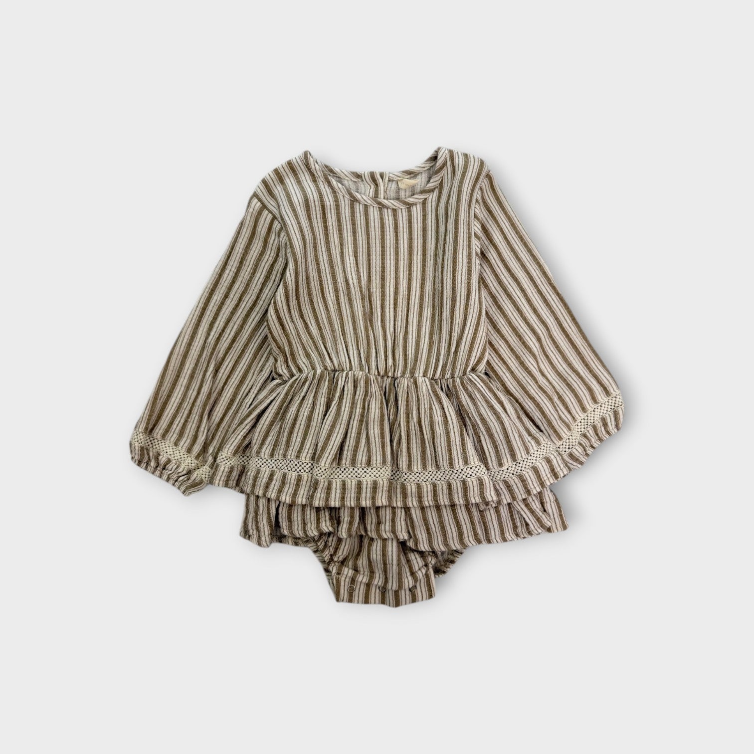 Quincy Mae Stripe Romper, Size 2