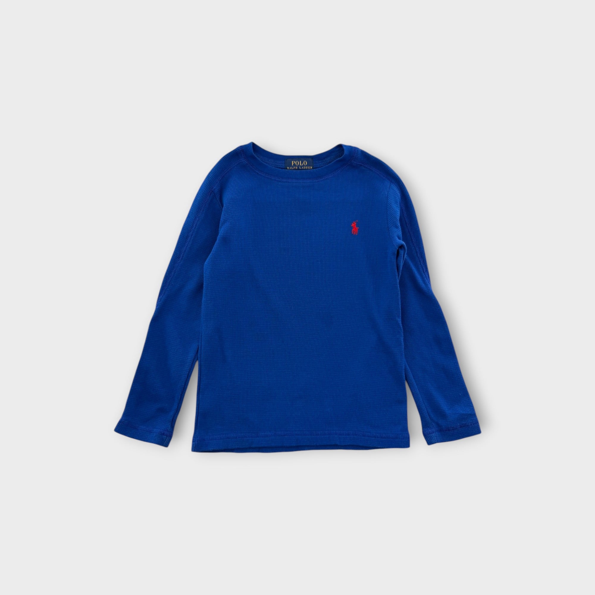 RL Blue Waffle Long Sleeve T-Shirt, Size 4